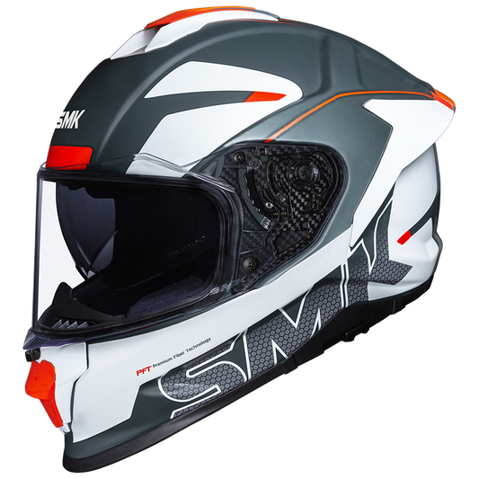 SMK Titan Firefly Matt Grey White Red (MA613) Helmet