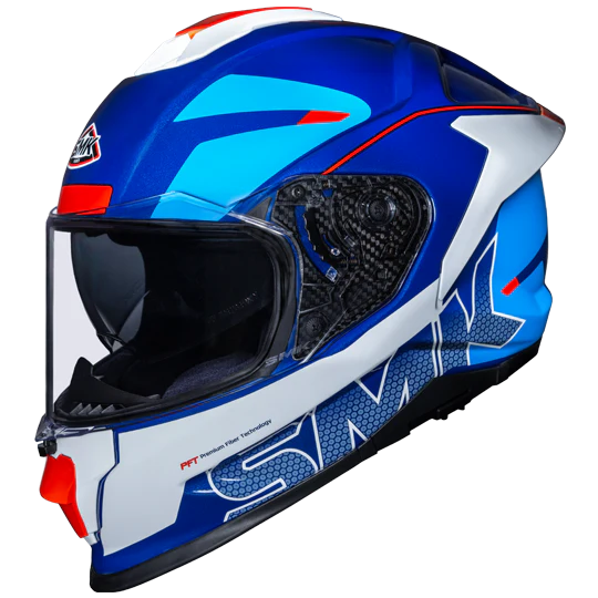SMK Titan Firefly Gloss White Blue Red (GL513) Helmet