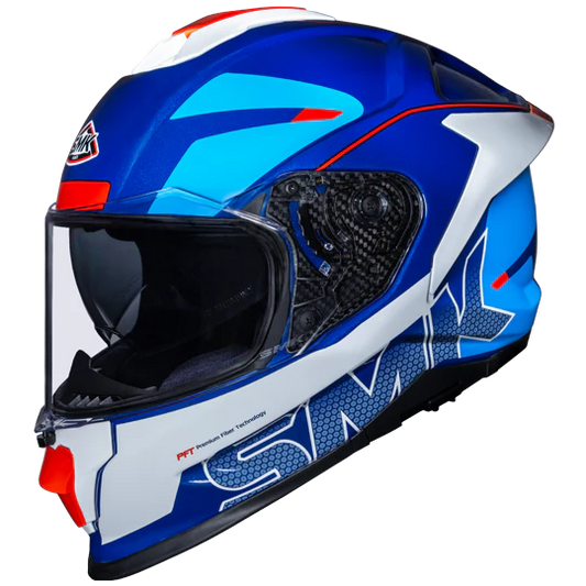 SMK Titan Firefly Gloss White Blue Red (GL513) Helmet