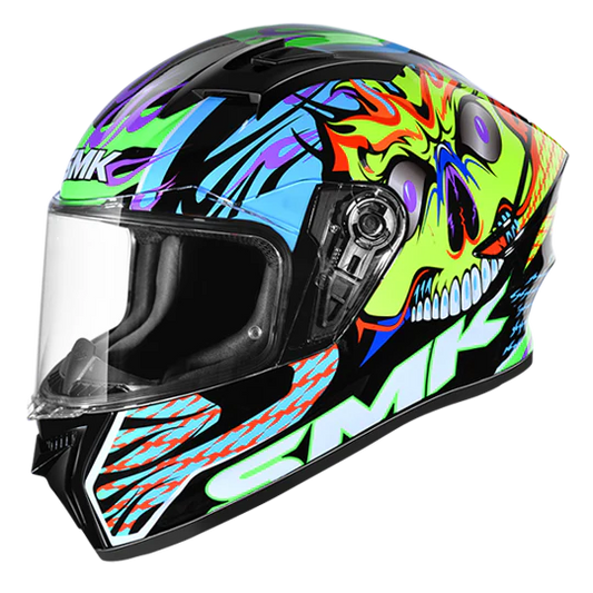 SMK Stellar Skull Black Grey Blue Matt (MA245) Helmet