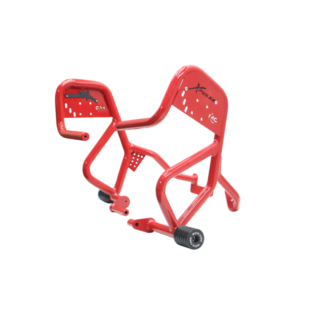 CRASH GUARD WITH DUAL SLIDERS FOR HERO XPULSE 210 (RED) MOTOCARE