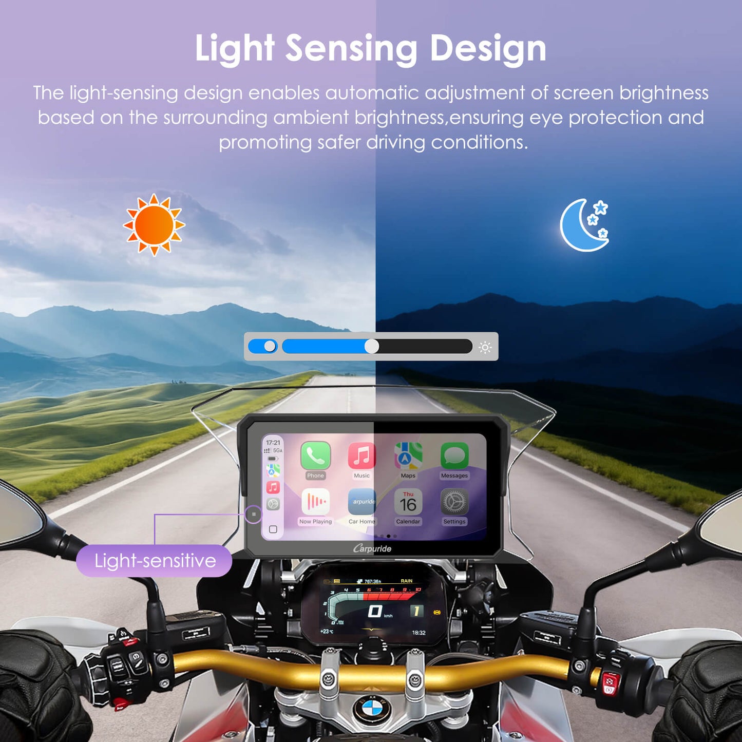 LBC MOTO Carpuride W602BS 6" Motorcycle Stereo-Designed for BMW Motorcycle Compatible with Wonder Wheel Control
