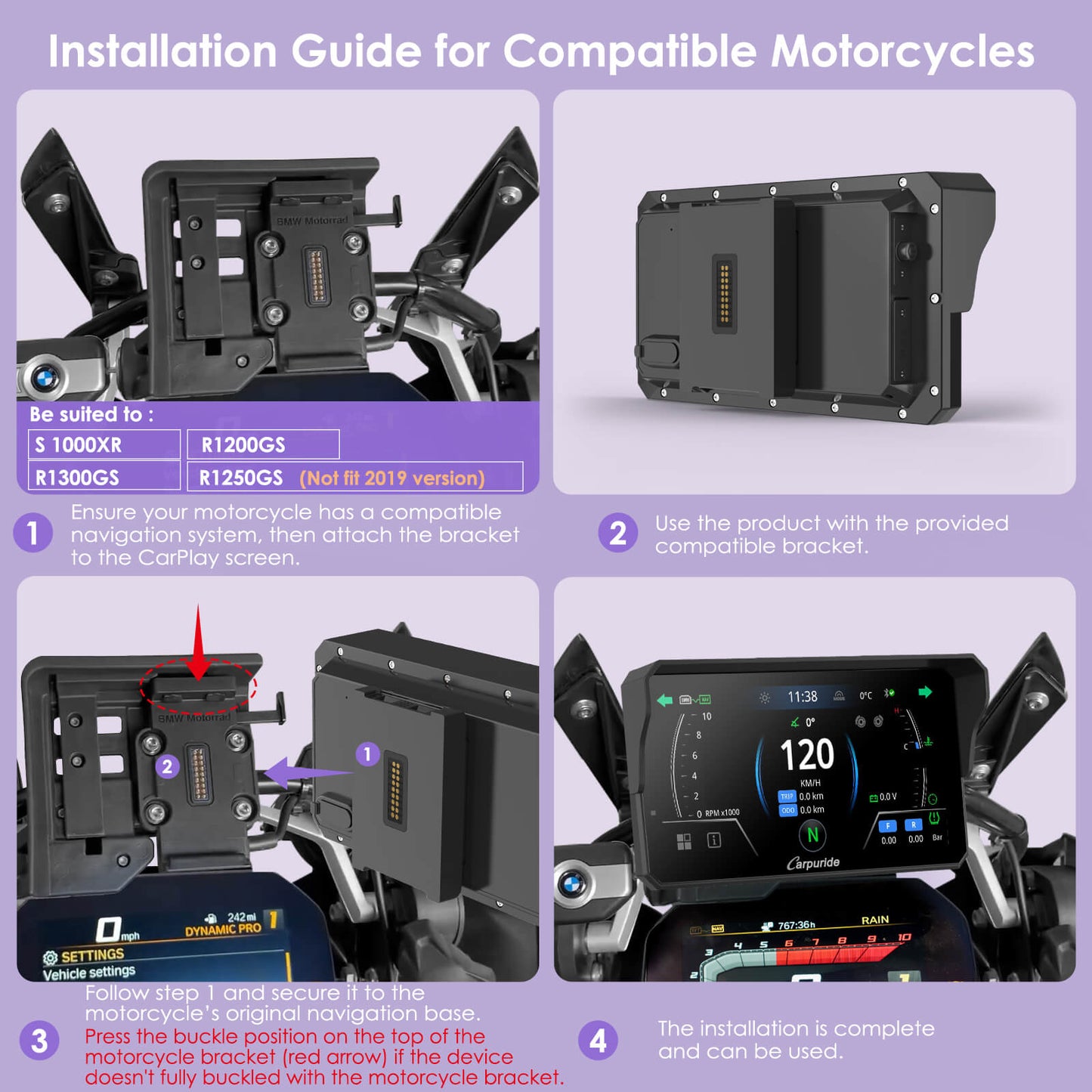 LBC MOTO Carpuride W602BS 6" Motorcycle Stereo-Designed for BMW Motorcycle Compatible with Wonder Wheel Control