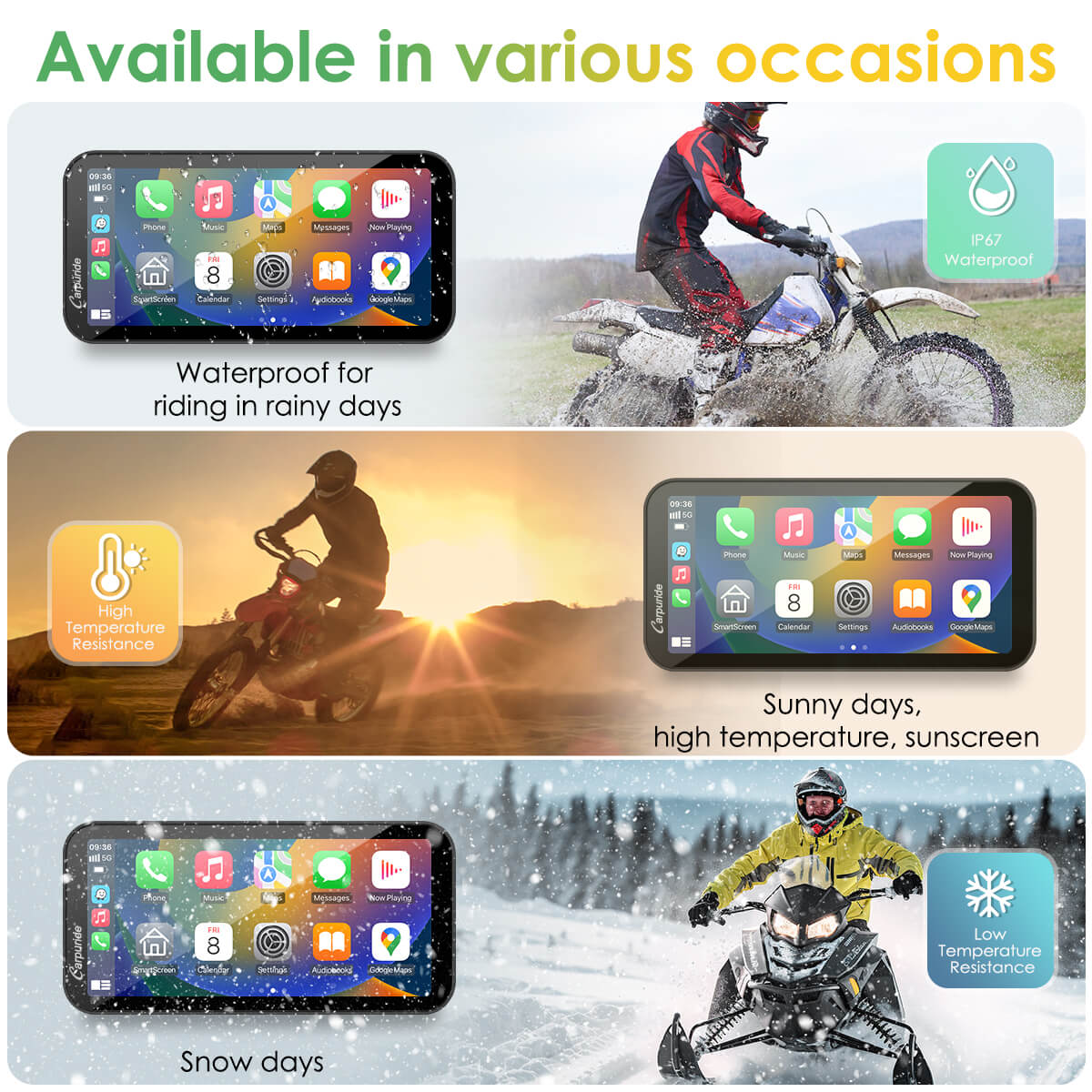 LBC MOTO UNIVERSAL - Carpuride W603D with TPMS | Wireless Portable Motorcycle Stereo with HD Dual Cameras
