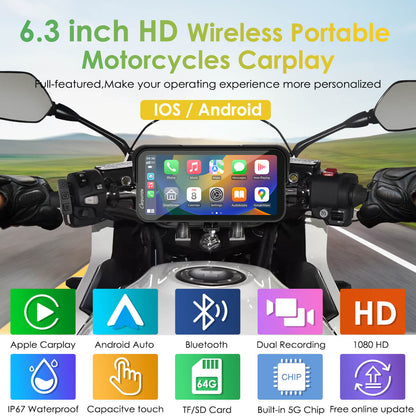 LBC MOTO UNIVERSAL - Carpuride W603D with TPMS | Wireless Portable Motorcycle Stereo with HD Dual Cameras