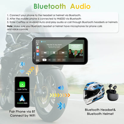 LBC MOTO UNIVERSAL - Carpuride W603D with TPMS | Wireless Portable Motorcycle Stereo with HD Dual Cameras