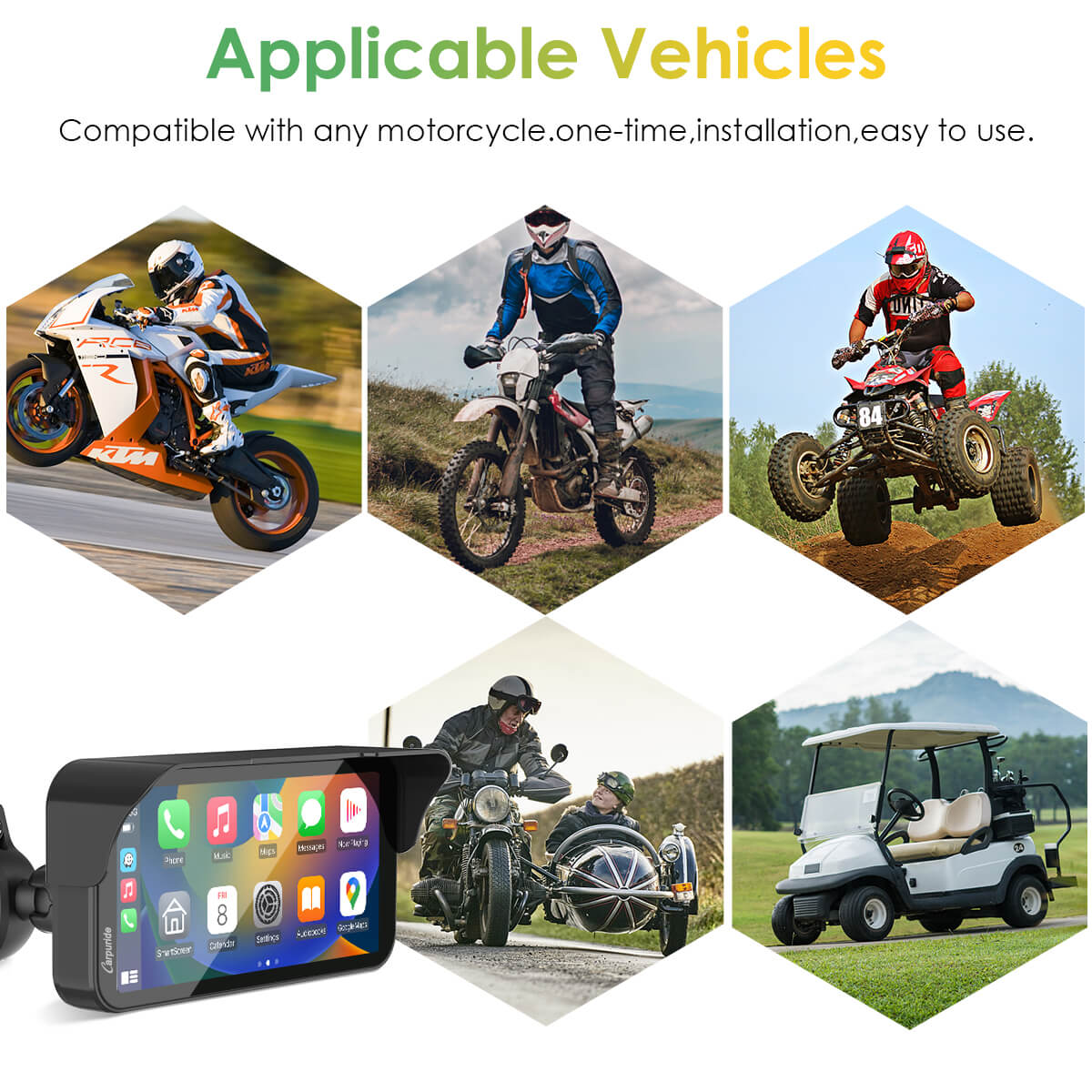 LBC MOTO UNIVERSAL - Carpuride W603D with TPMS | Wireless Portable Motorcycle Stereo with HD Dual Cameras