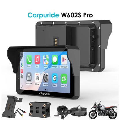 LBC MOTO UNIVERSAL - Carpuride W602S Pro 6-Inch Motorcycle CarPlay | Plug-and-Play BM05 Bracket with Type-C Port