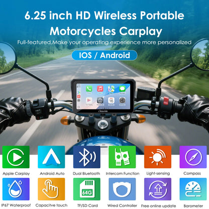 LBC MOTO UNIVERSAL - Carpuride W602S Pro 6-Inch Motorcycle CarPlay | Plug-and-Play BM05 Bracket with Type-C Port