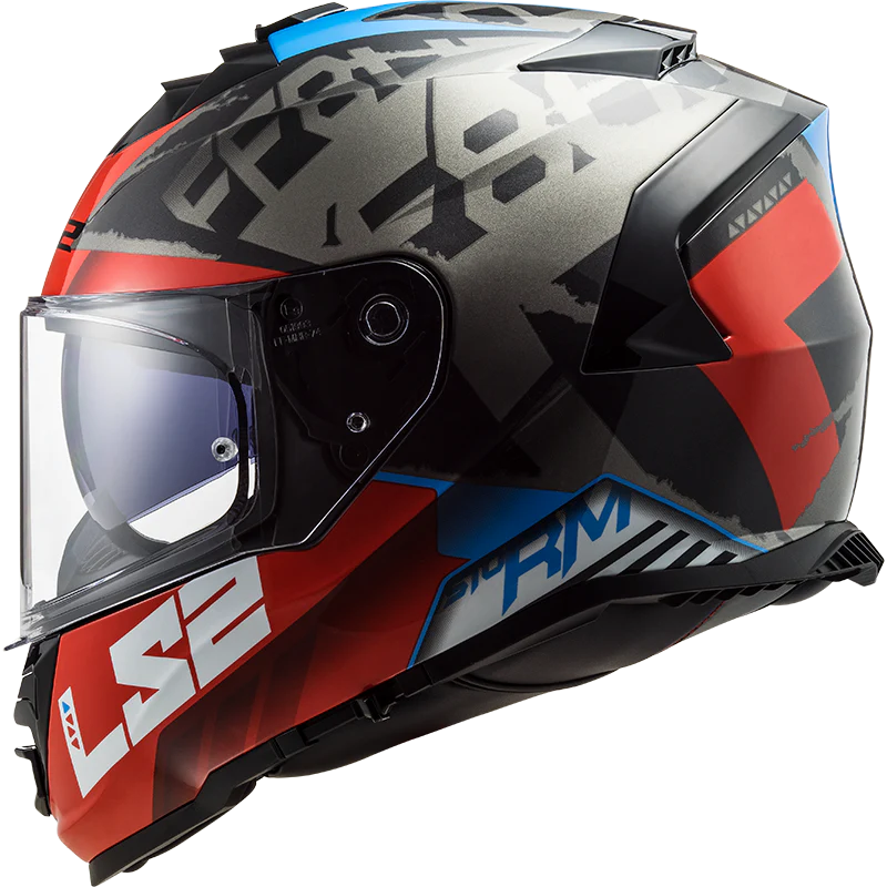 FF800 Storm Slant Blue Fluro Orange Matt Helmet