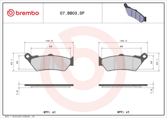 BREMBO SP BRAKE PAD 07BB03SP