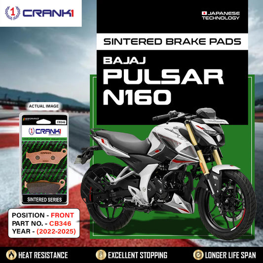 Sintered Brake Pads For Bajaj Pulsar N160 (2022-2025) - Front - CB346 - 1 Set