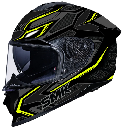 SMK Titan Panther Gloss Black Grey Yellow (GL264) Helmet