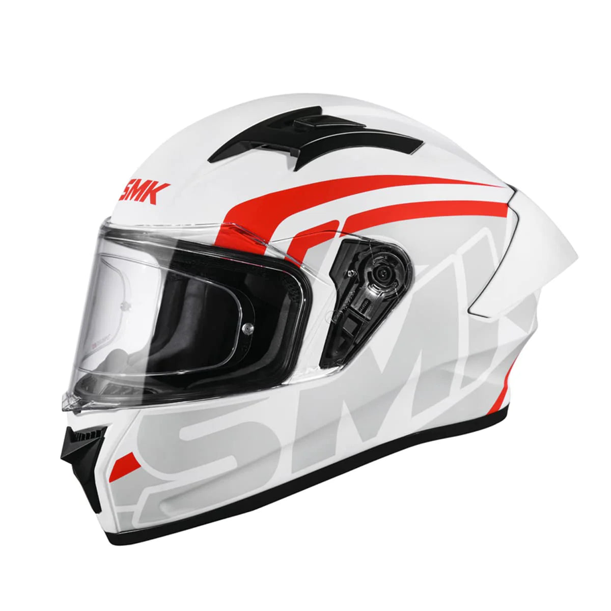 SMK Stellar Sports Stage Gloss White Grey Red (GL163) Helmet