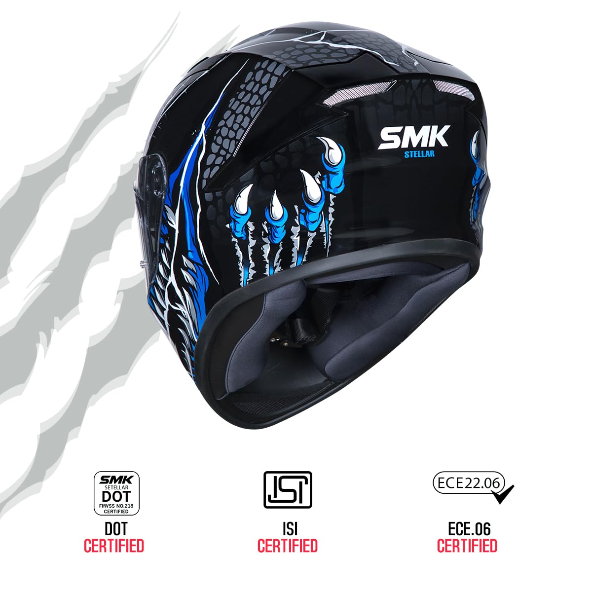 SMK Stellar Taotei Gloss Black Grey Blue (GL265) Helmet