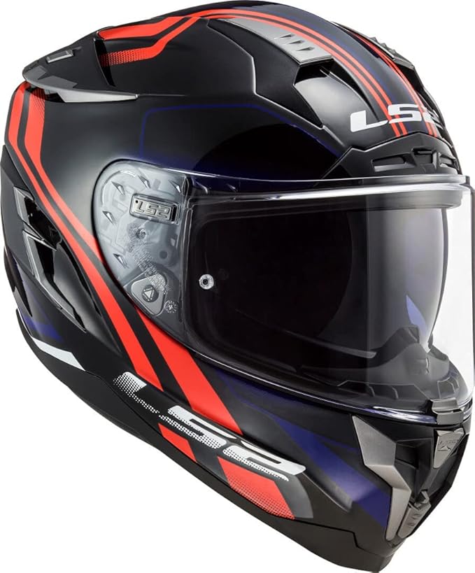 LS2 FF327 Challenger Propeller Gloss Black Red Blue Helmet