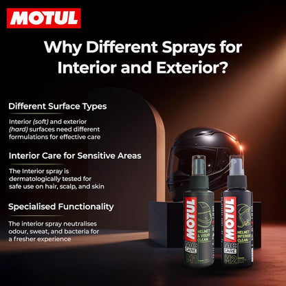 Motul Helmet Care Kit -Helmet Visor & Interior Cleaner Spray with Bactericide Sanitizer