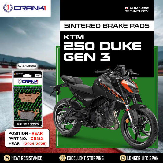 Sintered Brake Pads For KTM 250 Duke GEN3 (2024-2025) - Rear - CB312 - 1 Set