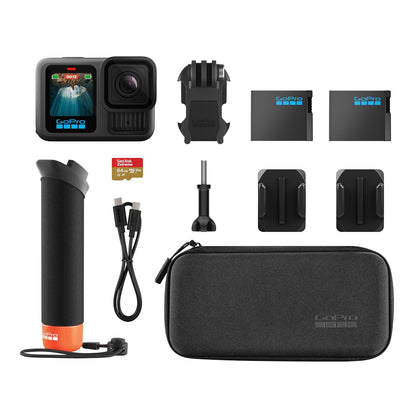 GoPro Hero13 Special Bundle Includes - Hero13 Action Camera, The Handler, 2 Enduro Batteries, 2 Curved Adhesive Mounts, 64GB MicroSD Card (1-Yr International+1-Yr India Warranty),Black