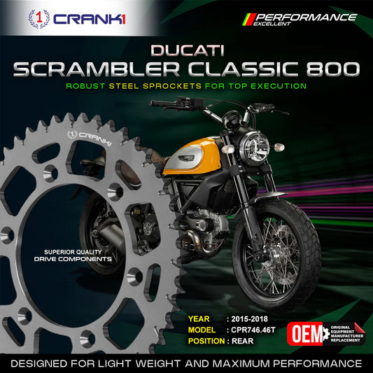 Sprocket For Ducati Scrambler Classic 800 (2015-2018) - Rear - CPR746.46T - CRANK1