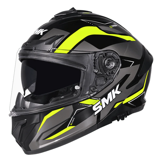 SMK Typhoon Azonix Gloss Black Grey Yellow (GL264) Helmet