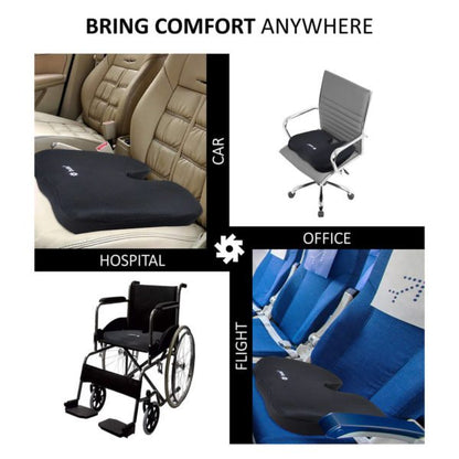 BOBO Gel Enhanced Memory Foam Seat Cushion â€“ Orthopedic Coccyx (Tailbone) Cushion for Back Pain Relief â€“ Sciatica Pillow for Office Chair, Car Seat & Travel