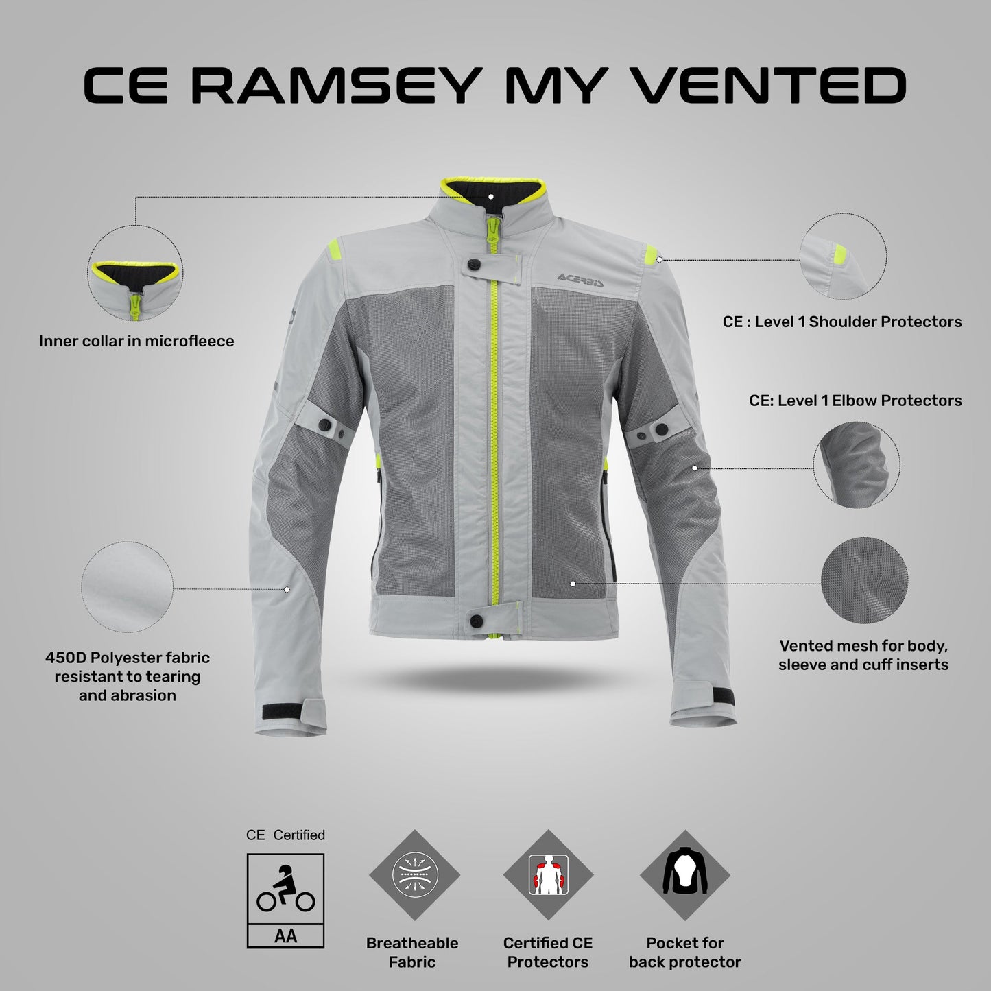 Ramsey My Vented Jacket - Grey/Yellow