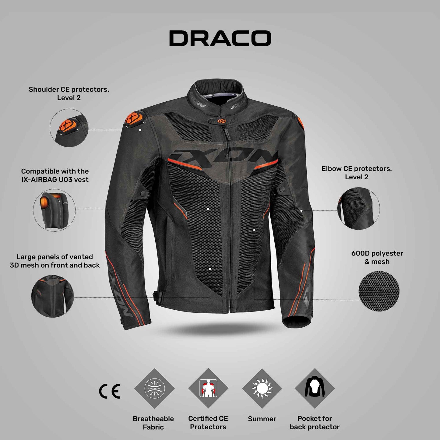 Draco Jacket - Black/Anthracite/Orange