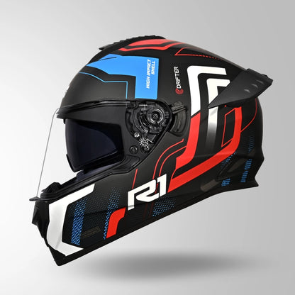 DRIFTER D4 R1 DECOR MATT BLACK / RED & BLUE