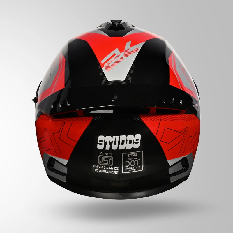 STUDDS DRIFTER D6 REBELLION DECOR BLACK & RED GLOSSY