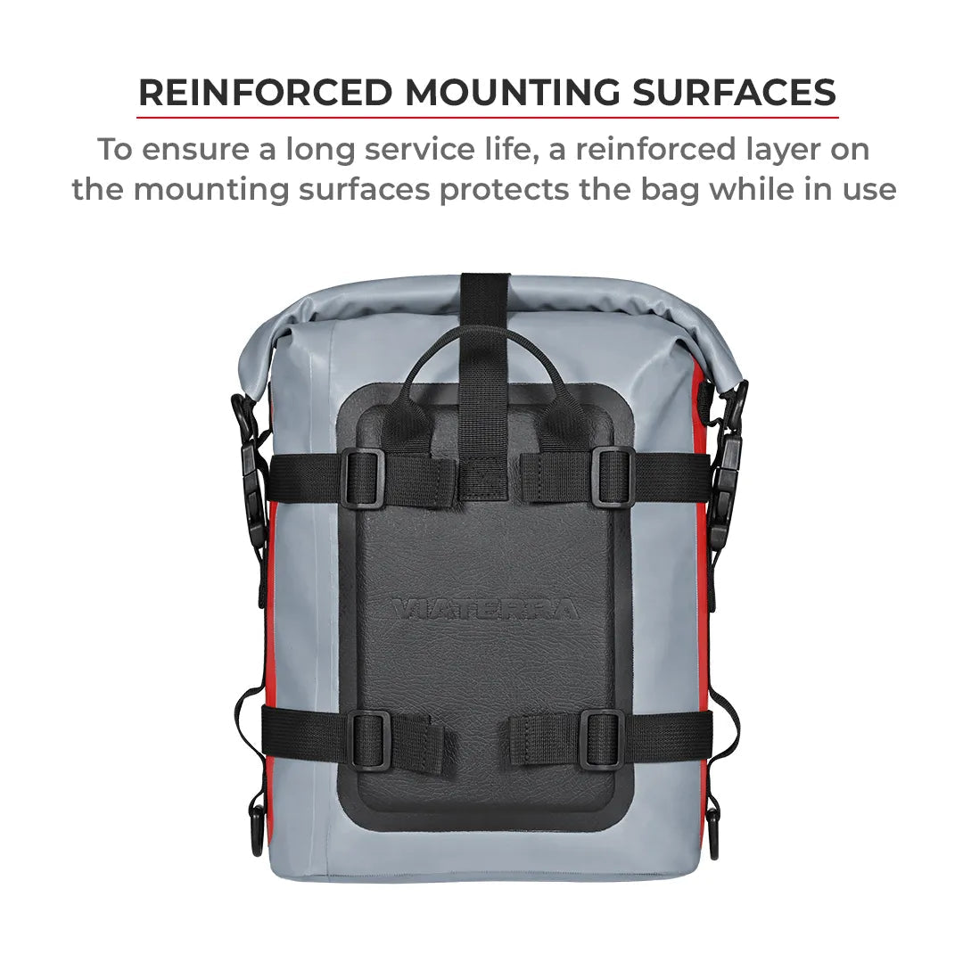 ViaTerra DryBag 8L - 100% Waterproof Motorcycle Tailbag/ Rear rack bag (Universal with versatile mounting)
