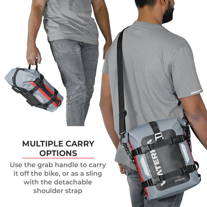 ViaTerra DryBag 8L - 100% Waterproof Motorcycle Tailbag/ Rear rack bag (Universal with versatile mounting)
