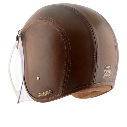 Axor Retro Jet Leather Helmet FORESTGREEN