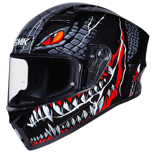 SMK Stellar Sports Taotei Gloss Black Grey Red (GL263) Helmet
