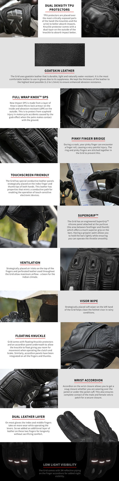VIATERRA GRID – FULL GAUNTLET MOTORCYCLE RIDING GLOVES