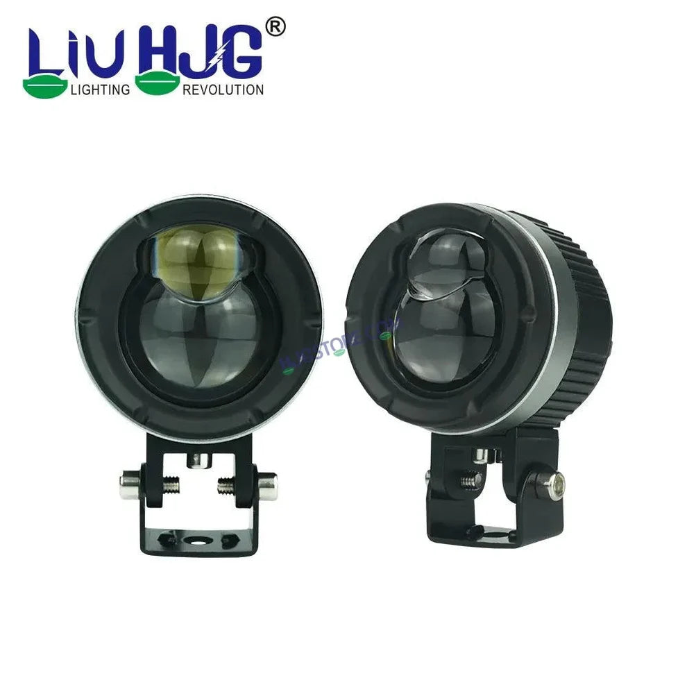 HJG P49 1124 Dual Lens 120W Foglight New Model with Power Adaptor Foglight Ultra Wide Dual Intensity LED Driving Fog Lights White/Yellow (2*60W = 120W Total) Universal For All Cars & Bikes