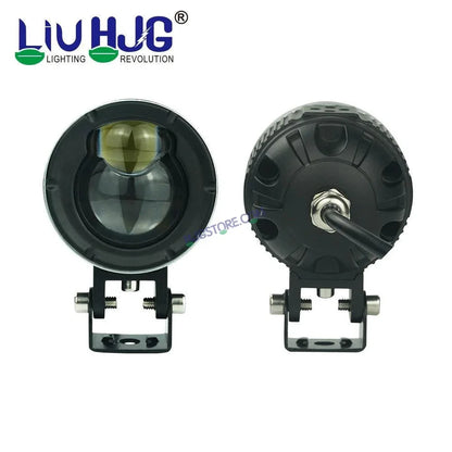 HJG P49 1124 Dual Lens 120W Foglight New Model with Power Adaptor Foglight Ultra Wide Dual Intensity LED Driving Fog Lights White/Yellow (2*60W = 120W Total) Universal For All Cars & Bikes