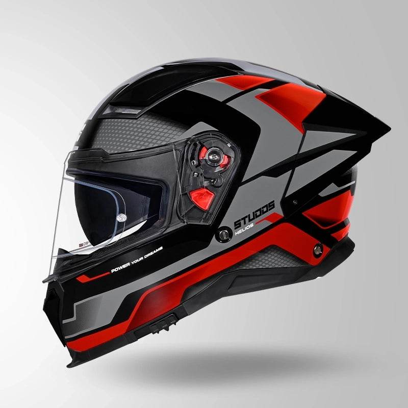 HELIOS D1 ASPHALT DECOR BLACK / GREY & RED GLOSSY