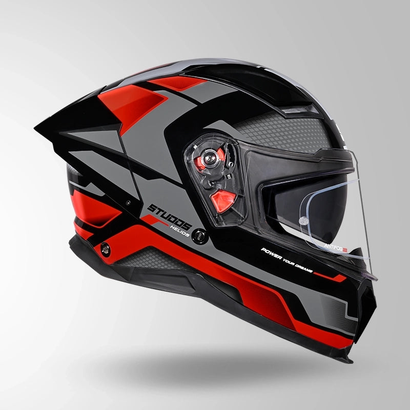 HELIOS D1 ASPHALT DECOR BLACK / GREY & RED GLOSSY