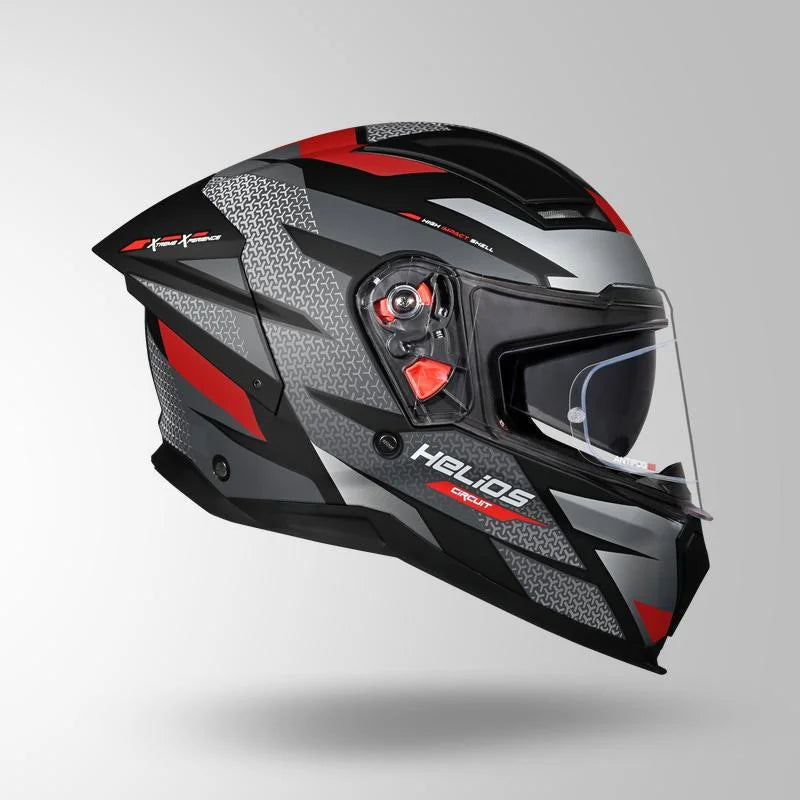 STUDDS HELIOS D2 CIRCUIT DECOR MATT BLACK & RED