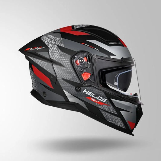 STUDDS HELIOS D2 CIRCUIT DECOR MATT BLACK & RED