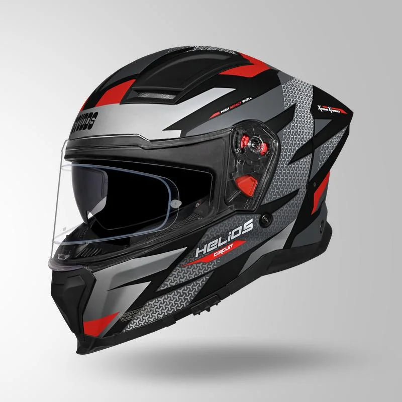 STUDDS HELIOS D2 CIRCUIT DECOR MATT BLACK & RED