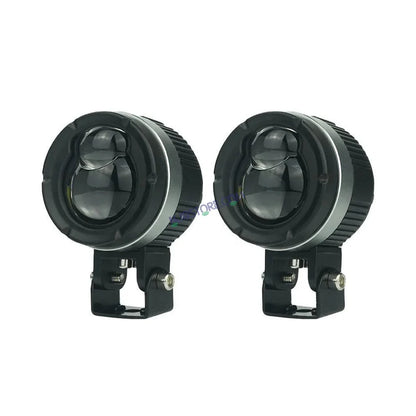 HJG P49 1124 Dual Lens 120W Foglight New Model with Power Adaptor Foglight Ultra Wide Dual Intensity LED Driving Fog Lights White/Yellow (2*60W = 120W Total) Universal For All Cars & Bikes