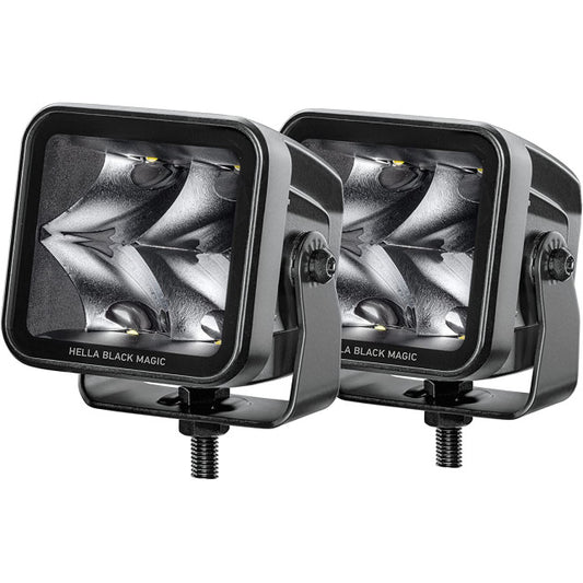 HELLA 358176821 Black Magic LED Series 3.2'' Cube Set - LED Spotlight - Offroad Driving Lights