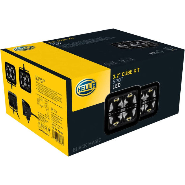 HELLA 358176821 Black Magic LED Series 3.2'' Cube Set - LED Spotlight - Offroad Driving Lights