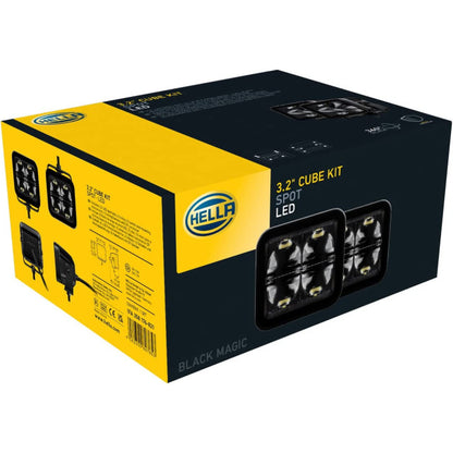 HELLA 358176821 Black Magic LED Series 3.2'' Cube Set - LED Spotlight - Offroad Driving Lights
