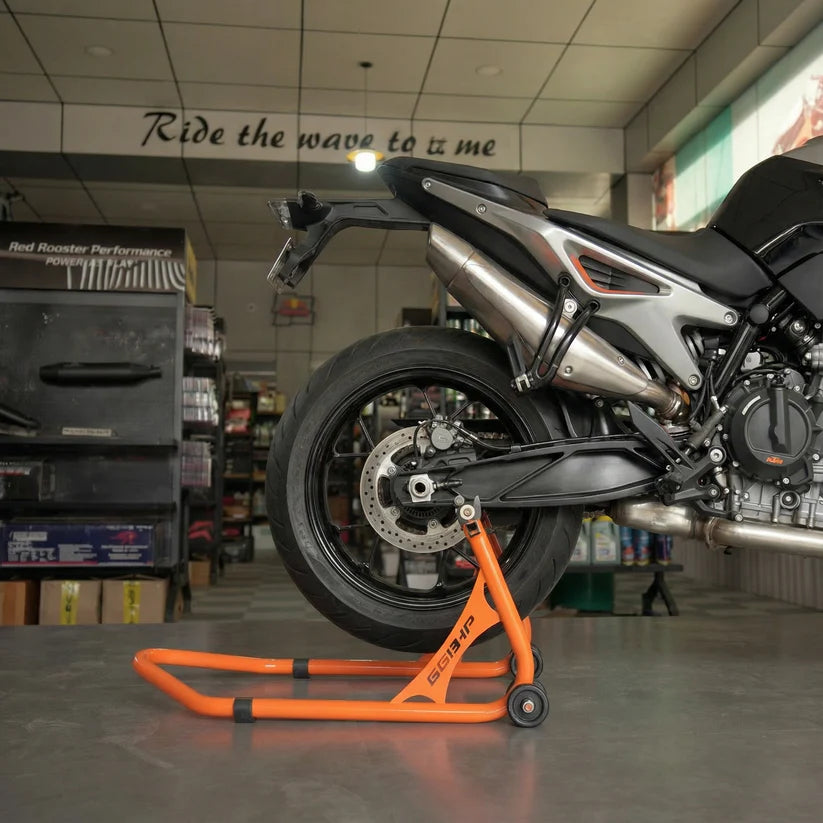 66Bhp Universal Paddock Stand – Spool Type + Swing Arm (2-in-1)