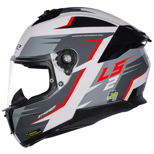 LS2 FF320 Stream II Meteor WHITE RED Helmet