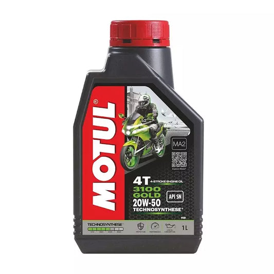Motul 3100 4T Gold 20W50 API SN Engine Oil 1 L for Bike