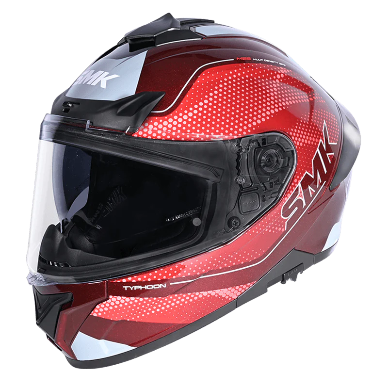 SMK Typhoon Mystic Gloss Red Grey (GL336) Helmet